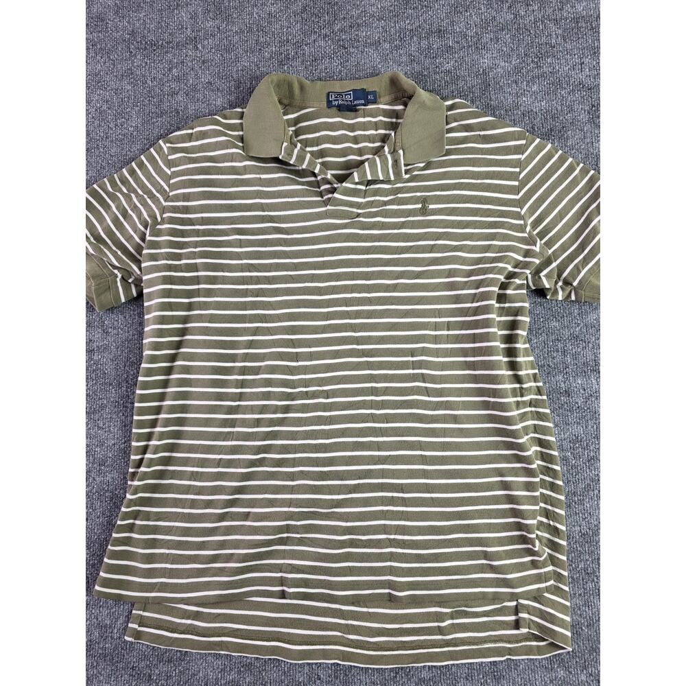 Polo Ralph Lauren Shirt Mens XL Green White Stripe Cotton